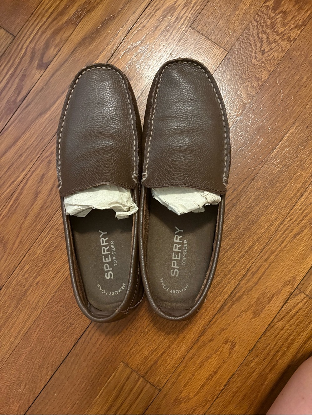 Sperry Men's Brown Leather Moc Toe Boat Shoes